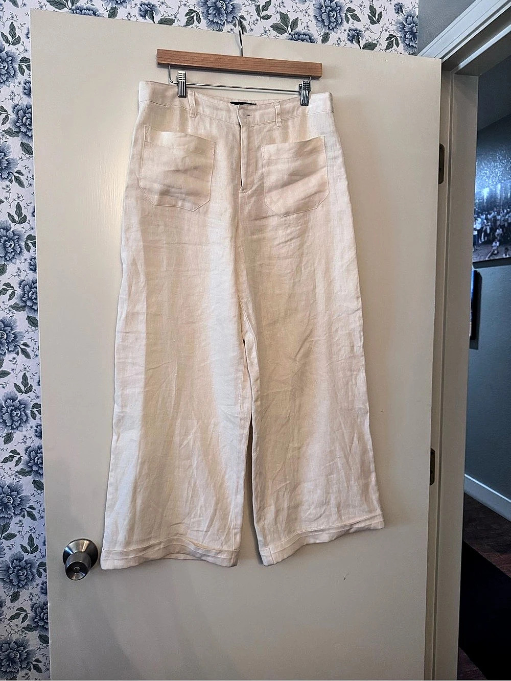 Sanctuary Wide Leg Linen Pants in Cream Like New